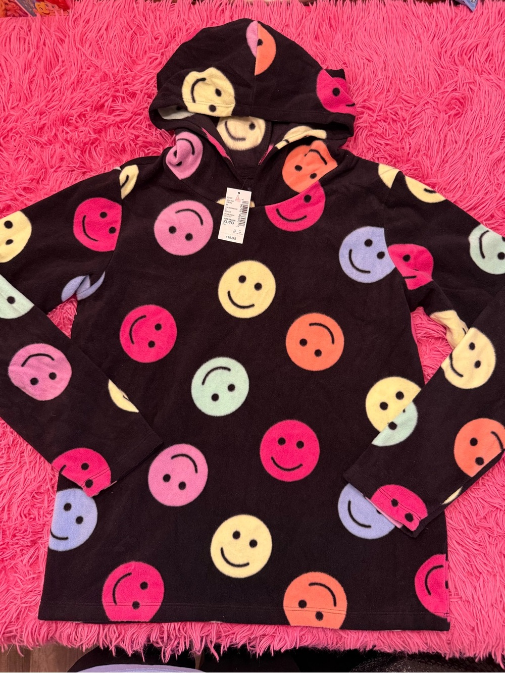 The Children's Place Black Hoodie with Multicolor Smiley Print